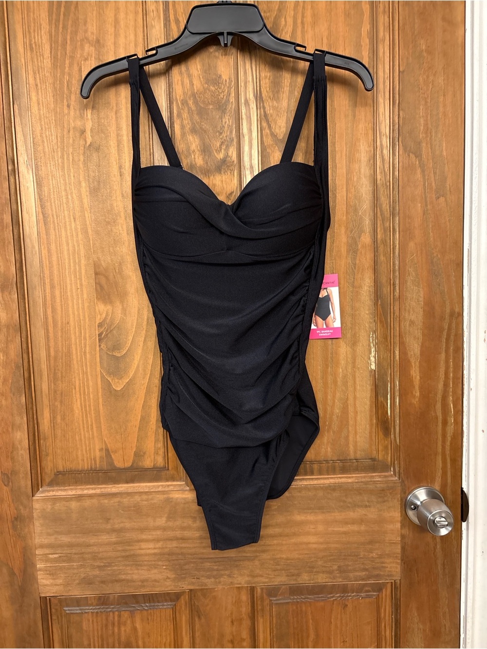 Betsey Johnson NWT Black Ruched One Piece Swimsuit Medium